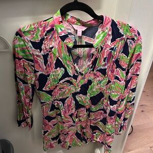 Lily Pulitzer top pink and blue size Medium